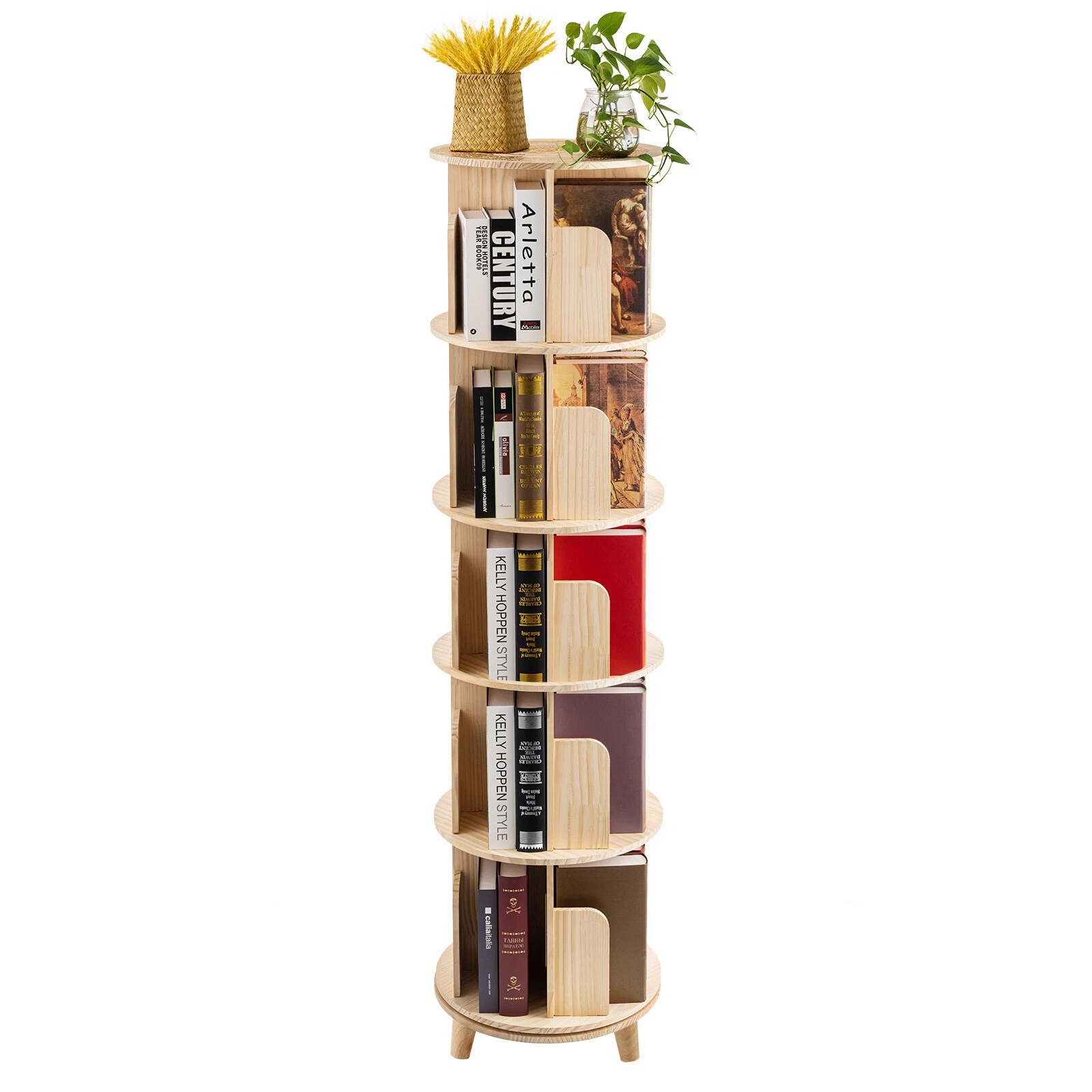 360° Rotating Bookshelf Bookcase Storage Shelf Fre